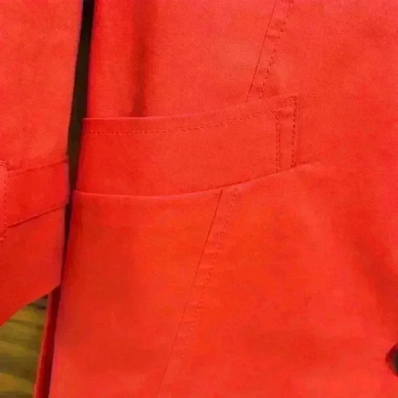 Talbots Red Raincoat/Overcoat/Trench Coat W/Belt 2 Front Pockets Lined Size M - Picture 5 of 11